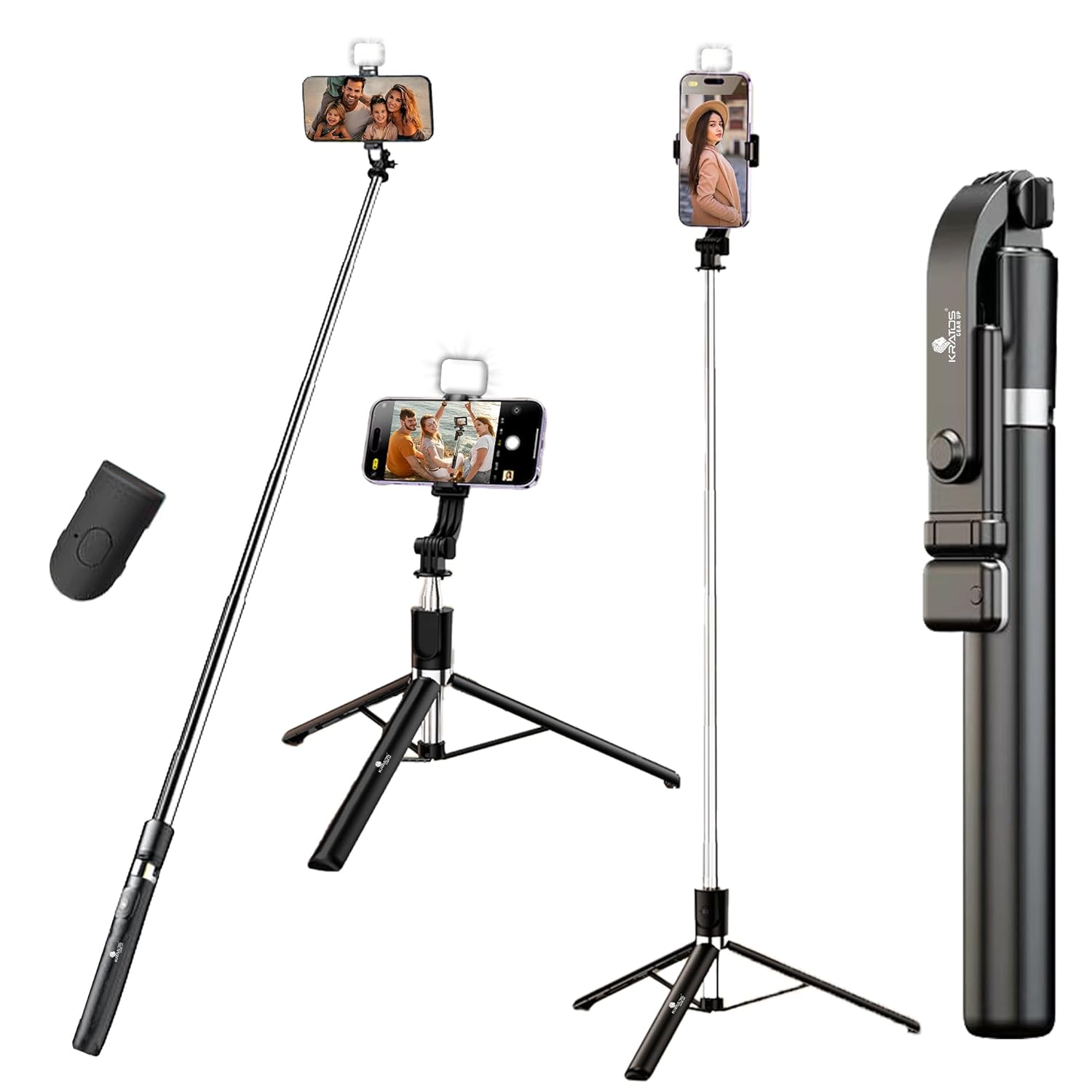 K9 Selfie Stick Tripod With Light, 67 inch