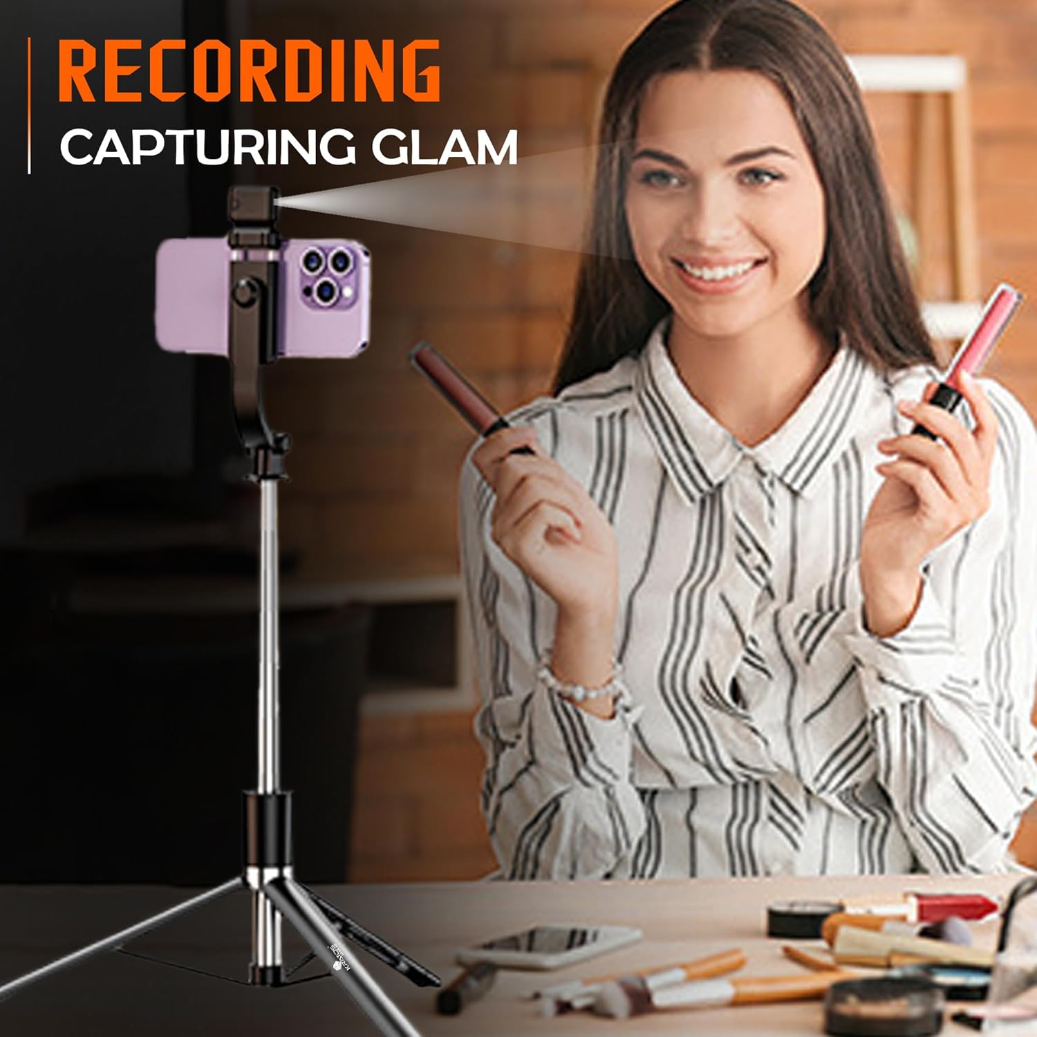 K9 Selfie Stick Tripod With Light, 67 inch